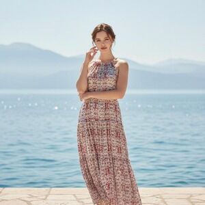 Nanette Lapore Floral Tiered Maxi Dress Size 10 Boho Feminine Romantic